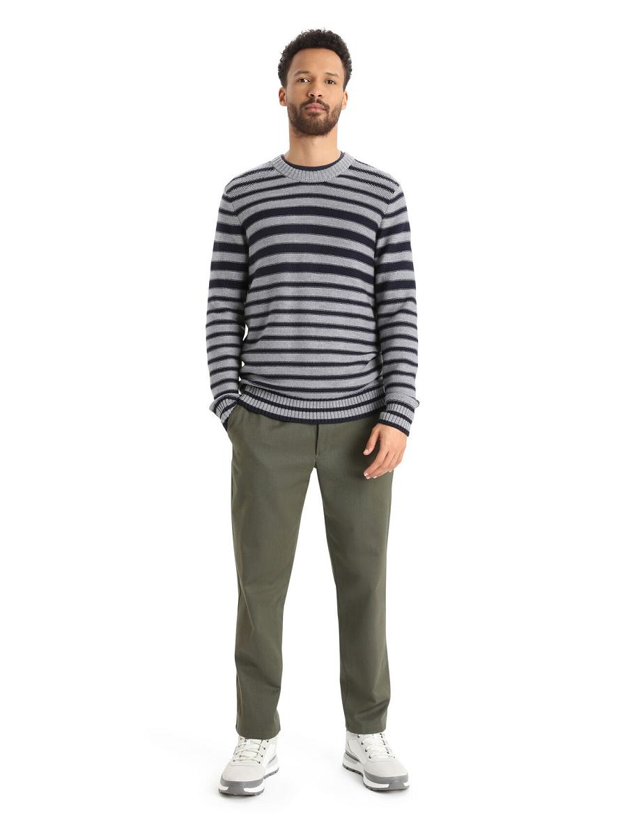 Midnight Navy / Gritstone Heather Icebreaker Merino Waypoint Crewe Men's Sweaters | AU 1222HAPK